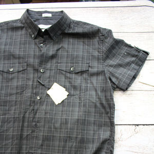 NEW Calvin Klein  M black and grey button shirt